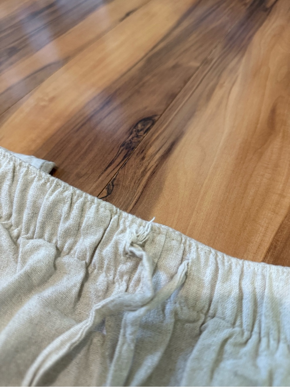 Light Tan Drawstring Linen Pants - Picture 4 of 5